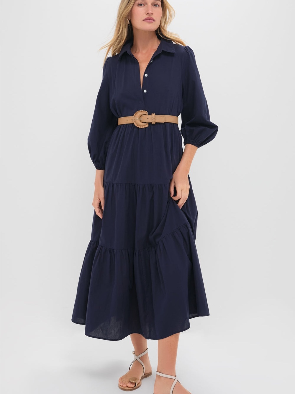 Pomander Place Navy Tiered Maxi Dress